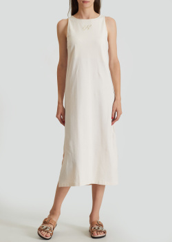 Сукня молочного кольору EA7 Emporio Armani із затяжками з боків, фото